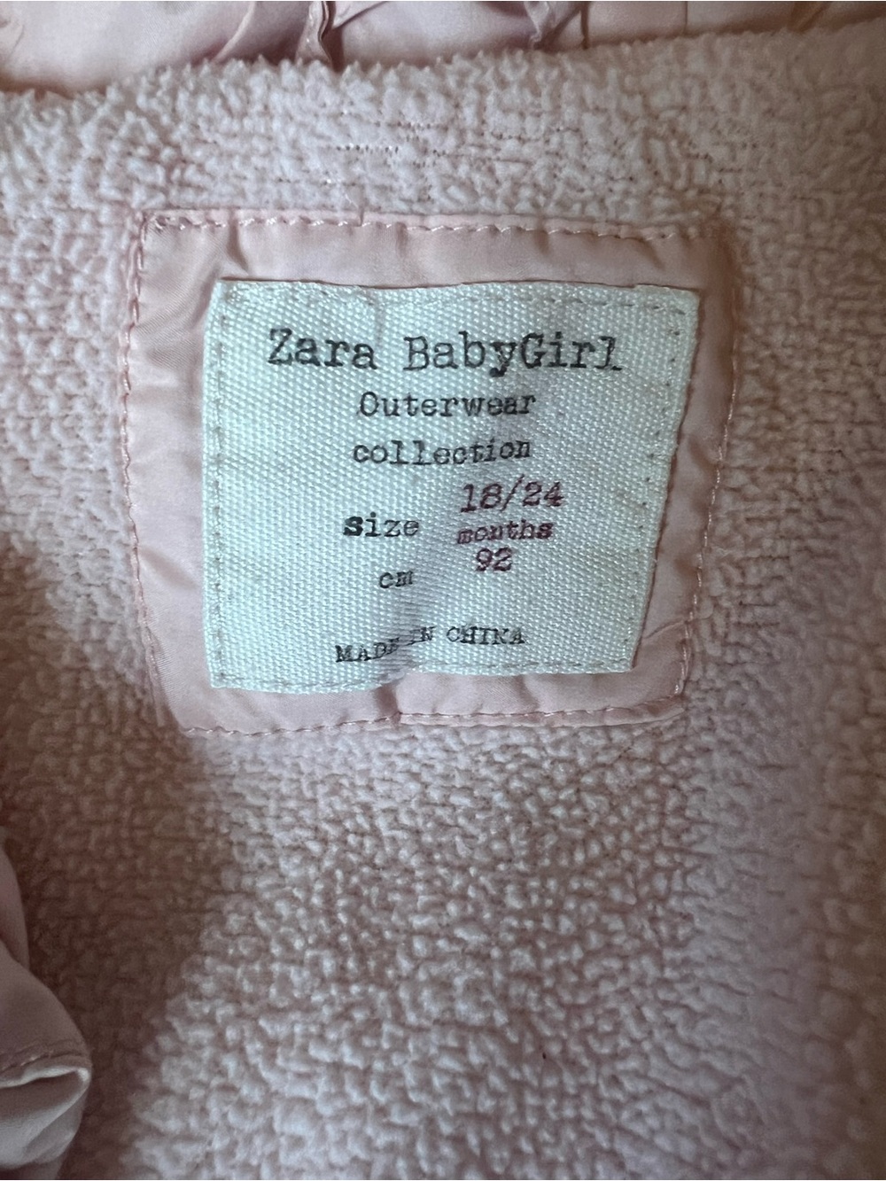 Zara BabyGirl Pale Pink Hooded Puffer Jacket - Picture 3 of 4